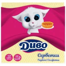 ZUM internetveikals: Salvetes Divo 25x25cm 1 kārta 100gb dzeltenas