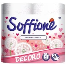 ZUM internetveikals: Tualetes papīrs Soffione Decoro pink 2slāņi 4ruļļi